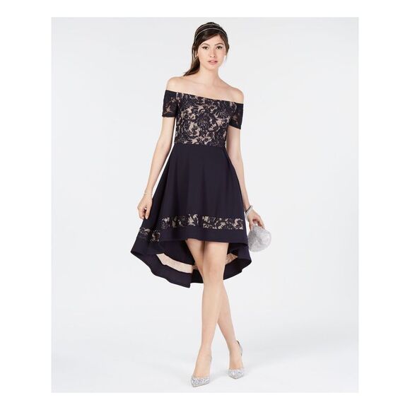 CITY STUDIO Dresses & Skirts - CITY STUDIO Womens Short Sleeve Off Shoulder Midi Prom Dress